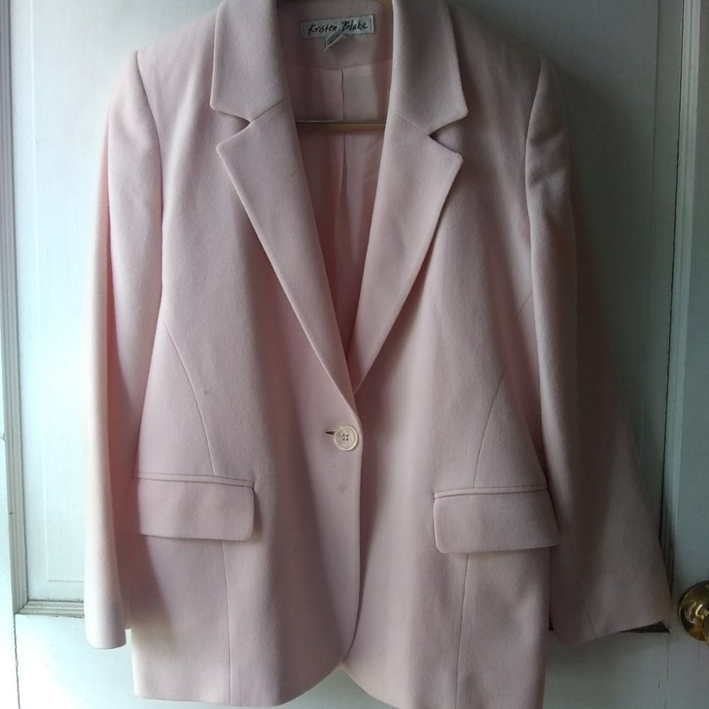 Vintage Pale Pink Oversized 100% Wool Blazer